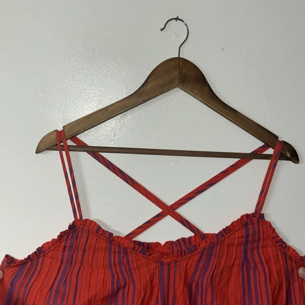 NEW Universal Thread Red Purple Gauzy Cotton Mini Dress Straps Cotton Size XL - Picture 7 of 8